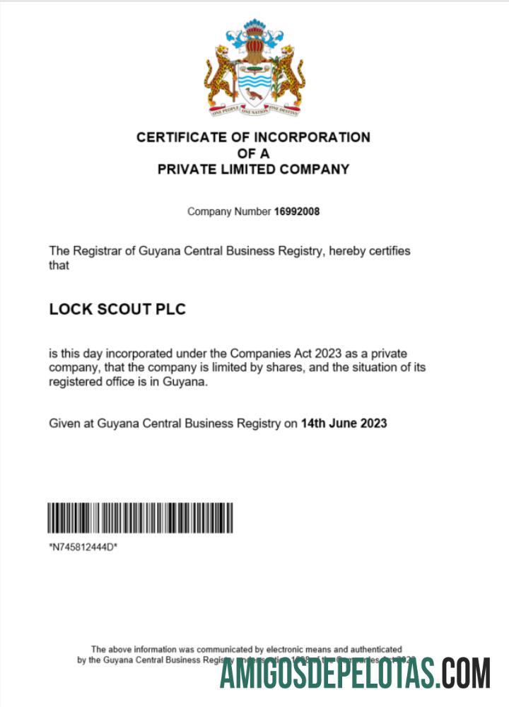 Certificado de registro da Guiana para impressão, modelo Word e PDF